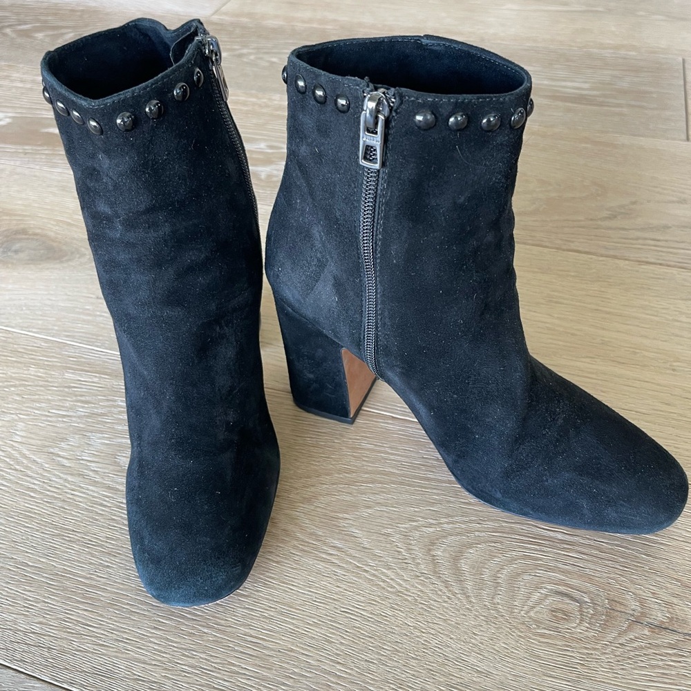 Coach Black Suede Short Studded Boot Size 7.5